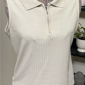 Fashion Bug Cream Sleeveless Collared Textured Blouse Tank